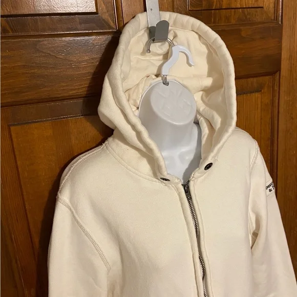 Abercrombie & Fitch Y2K Muscle Off white Full Zip up Hoodie Size Medium - Picture 3 of 13
